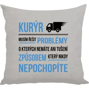 Polštář Polštář lněný 40x40 cm Musím řešit problémy - kurýr