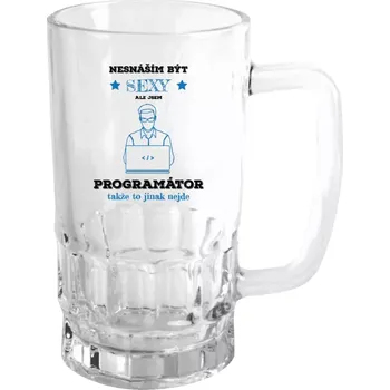 Sklenice Půllitr pro programátory - Nesnáším být sexy, ale jsem programátor - čirý