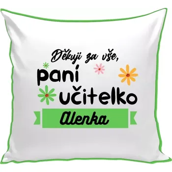 Polštář Polštář barevný 32x32 cm Děkuji za vše paní učitelko
