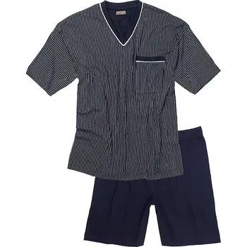 Pánské pyžamo Pánské pyžamo ADAMO krátký rukáv a krátké kalhoty tmavě modré s proužkem Adamo - 5XL