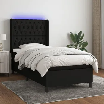 Postel vidaXL Box spring postel s matrací a LED 80 x 200 cm textil [3138515] Barva: Černá