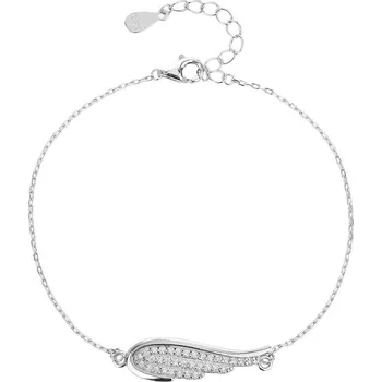 Náramek 4U Dámský stříbrný náramek andělské křídlo se zirkony