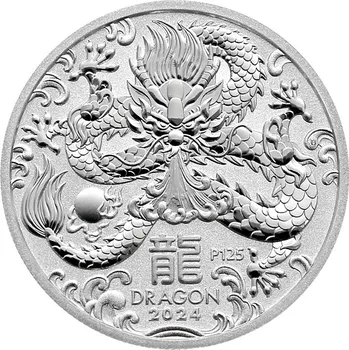 Stříbrná investiční mince Year of the Dragon Rok Draka Lunární 1/2 Oz 2024