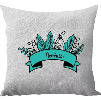 Polštář Polštář bílý 40x40 cm - dlouhý chlup Nevěsta - zelené lupeny