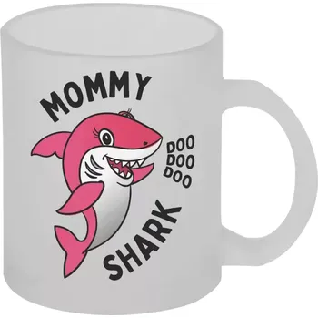 Hrnek 330 ml - skleněný matný Mommy Shark