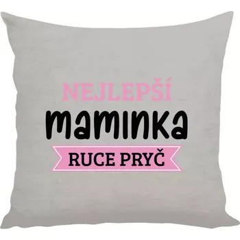 Polštář Polštář lněný 40x40 cm Nejlepší maminka, ruce pryč