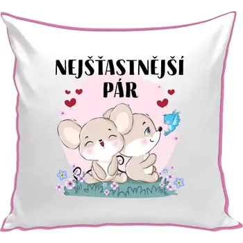Polštář Polštář barevný 32x32 cm Nejšťastnější pár