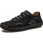 Kožené pánské boty se šněrováním a dekorativními stehy Barva: Černá, Velikost: 47