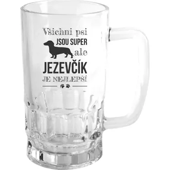 Sklenice Půllitr pro pejskaře - Jezevčík je nejlepší - čirý