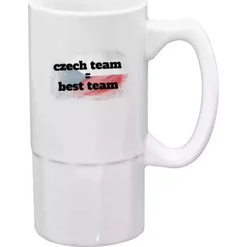 Sklenice Půllitr bílý vysoký Czech team = best team