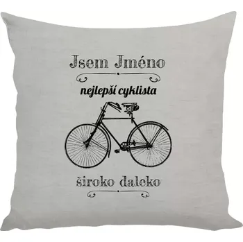 Polštář Polštář lněný 40x40 cm Jsem nejlepší cyklista široko daleko