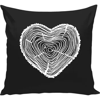 Polštář Polštář černý 40x40 cm Pařez srdce