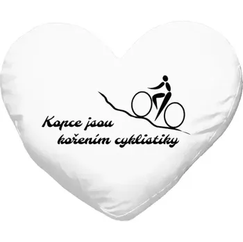 Polštář Polštář srdce 40x35 cm Kopce jsou kořením cyklistiky