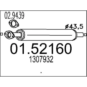 Tlumič výfuku Střední tlumič výfuku MTS 01.52160