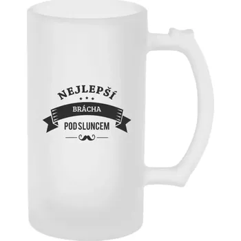 Sklenice Půllitr pro bratra - Nejlepší brácha pod sluncem, knírek - matný
