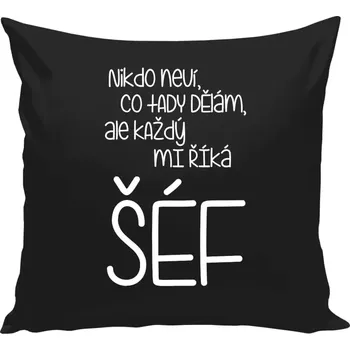 Polštář Polštář černý 40x40 cm Nikdo neví, co tady dělám, ale každý mi říká šéf