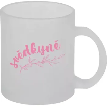 Hrnek 330 ml - skleněný matný Svědkyně - s větvičkou