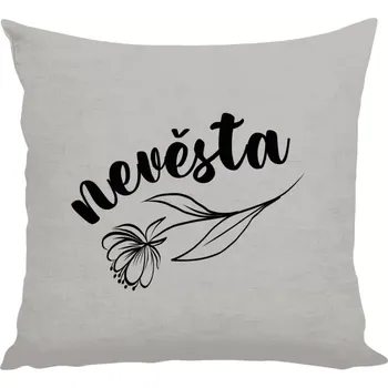 Polštář Polštář lněný 40x40 cm Nevěsta - s květinou