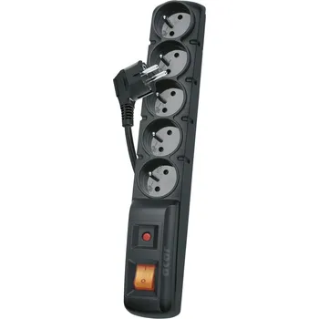 Přepěťová ochrana Emos Přepěťová ochrana, 6,5 kA, 3 m, 5 zásuvek, černá 1909050154