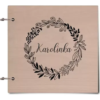 Fotokniha Dřevěné album se sponami Věneček se jménem