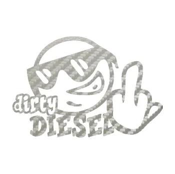 Samolepicí dekorace na vozidlo Dirty diesel smajlík (52 - 3D karbon stříbrný) SAMOLEPKA NA AUTO, NÁLEPKA, FÓLIE, POLEP, TUNING, VLASTNÍ TEXT, TISK, AUTOSAMOLEPKY.cz, POLEPY, OBRÁZEK, LOGO, 3D STICKERS