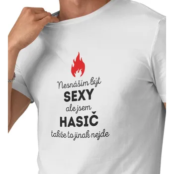 Pánské tričko Pánské triko bílé - Sexy hasič 4XL