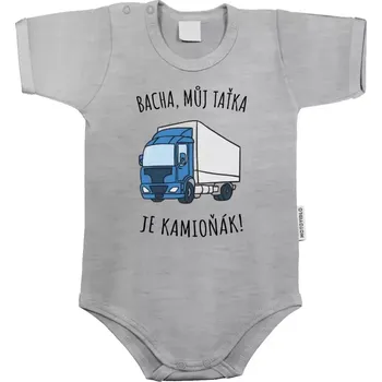 Kojenecký body Dětské body s krátkým rukávem Bacha, můj taťka je kamioňák!