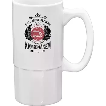 Sklenice Půllitr bílý vysoký Byl jsem jedním z davu, ale pak jsem se stal kamioňákem