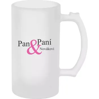 Sklenice Půllitr pro páry - Pan a Paní s vlastním příjmením - matný