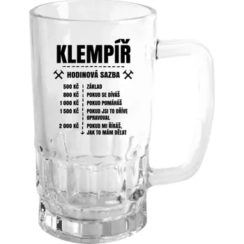 Sklenice Půllitr pro klempíře - Hodinová sazba - klempíř - čirý
