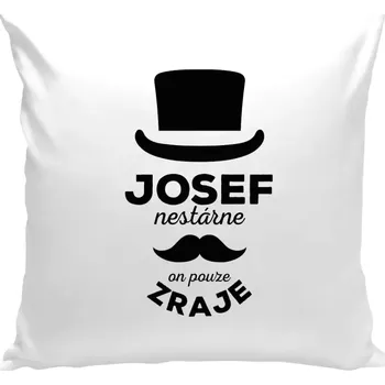 Polštář Polštář bílý 40x40 cm Jméno nestárne, on pouze zraje