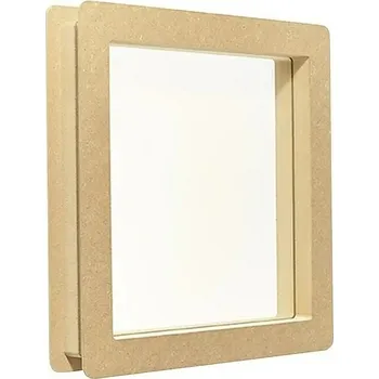 Průzorové okénko, čtvercové, MDF, běžné sklo, 30 × 30 cm, béžové B409S2CUB