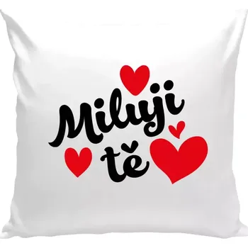 Polštář Polštář bílý 40x40 cm Miluji tě - srdíčka