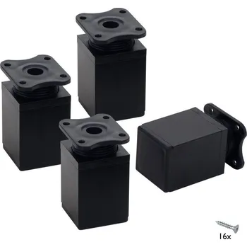 Stabilit Sada nábytkových noh nastavitelných, 40 × 60–80 mm, plast, černá, 50 kg, 4 ks 50608