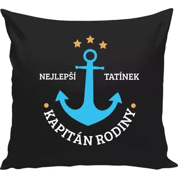 Polštář Polštář černý 40x40 cm Kapitán rodiny