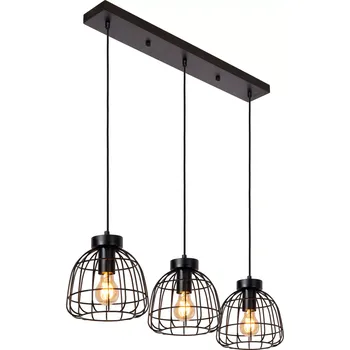 Lucide 00429/03/30 FILOX - Závěsné retro lustr v černé barvě nad stůl, 3 x E27, 70cm (Závěsné retro svítidlo nad jídelní stůl)
