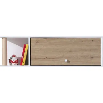 Knihovna Meblar Police Faro FR13, bílý lux/dub artisan/šedá