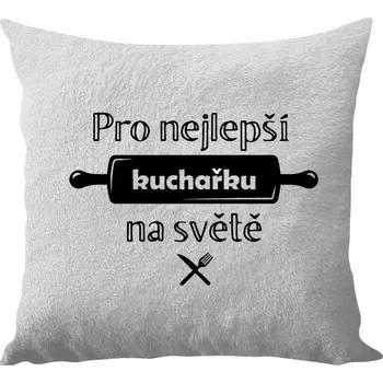 Polštář Polštář bílý 40x40 cm - dlouhý chlup Pro nejlepší kuchařku na světě