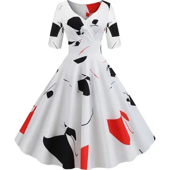 Dámské šaty Květované midi šaty s obálkovým výstřihem ve stylu retro Velikost: S, Barva (Varianta): 1370-005