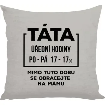 Polštář Polštář lněný 40x40 cm Táta - úřední hodiny