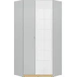 BRW NANDU skříň SZFN2D šedá/dub polský/bílý lesk/bílý lesk