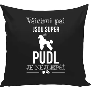 Polštář Polštář černý 40x40 cm Pudl je nejlepší