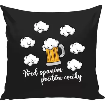 Polštář Polštář černý 40x40 cm Počítám ovečky