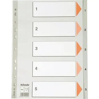 ESSELTE Rejstříky, šedá, A4, plast, 1-5, ESSELTE 23819