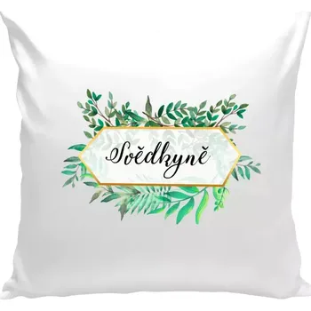 Polštář Polštář bílý 40x40 cm Svědkyně zelené listy