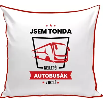 Polštář Polštář barevný 32x32 cm Nejlepší v okolí - autobusák