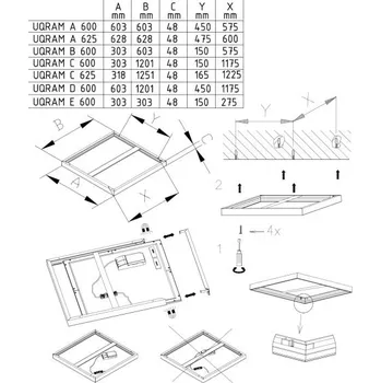 Příslušenství pro svítidlo MODUS Rámeček UQRAMD600/RAL9006 UQRAMD600/RAL9006