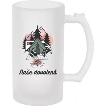 Sklenice Půllitr pro karavanisty - Camp, naše dovolená - matný
