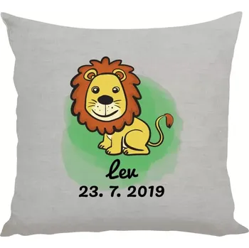 Polštář Polštář lněný 40x40 cm Lev