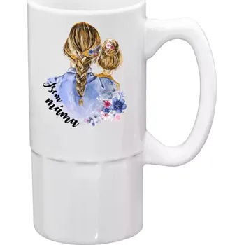 Sklenice Půllitr bílý vysoký Jsem máma - holka